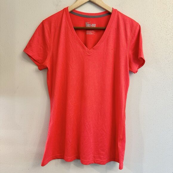 NIKE Dri Fit Neon‎ V neck Shirt Large - Picture 1 of 8